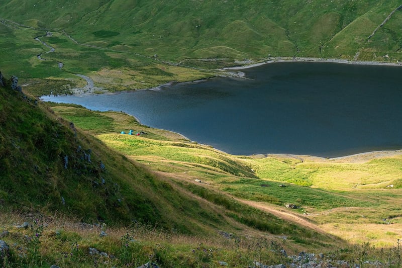 Tent camping by the lake